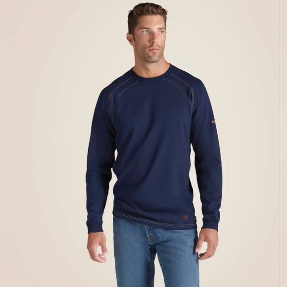 Ariat FR Work Crew T-Shirt  NavySzMed - Picture 2 of 5
